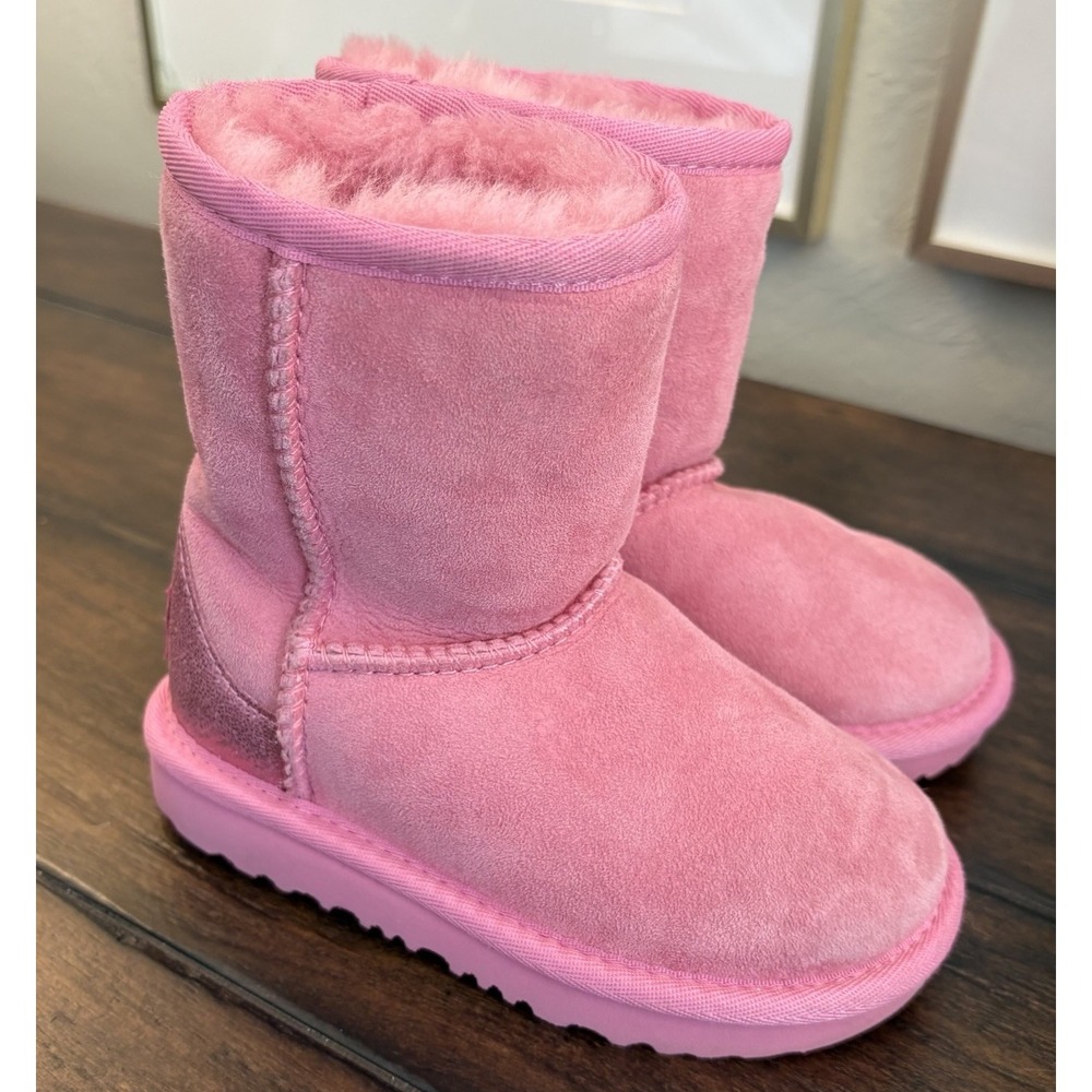 UGG Classic II Toddler 9 Boots Berry Pink Glitz Shearling Pull-On Warm Winter